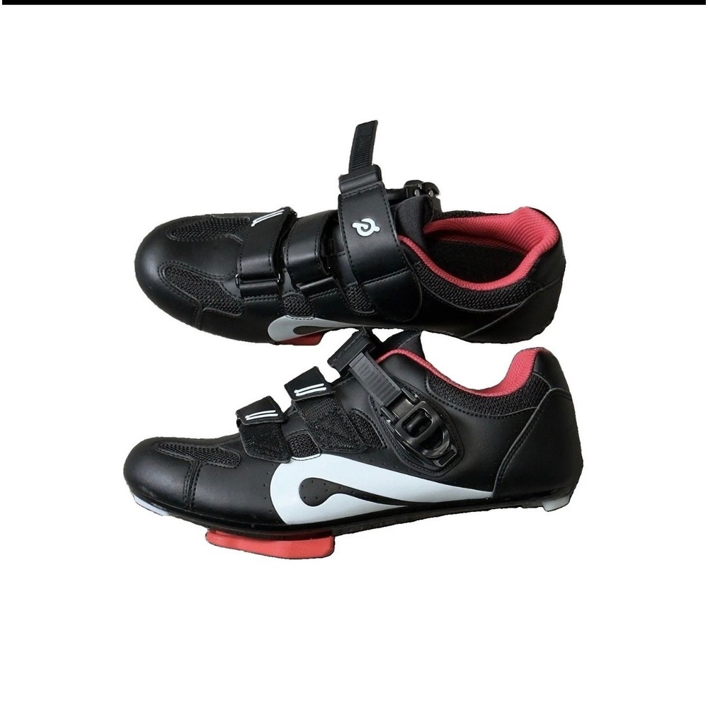 Peloton Cycling Shoes Black Red Women Size 40 US 9 with Delta Cleats PL-01